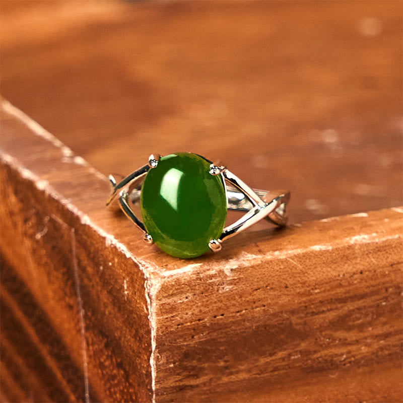 Wear FengShui Natural Jade Alloy Adjustable Buckle Abundance Ring