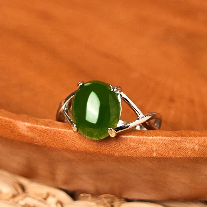Wear FengShui Natural Jade Alloy Adjustable Buckle Abundance Ring