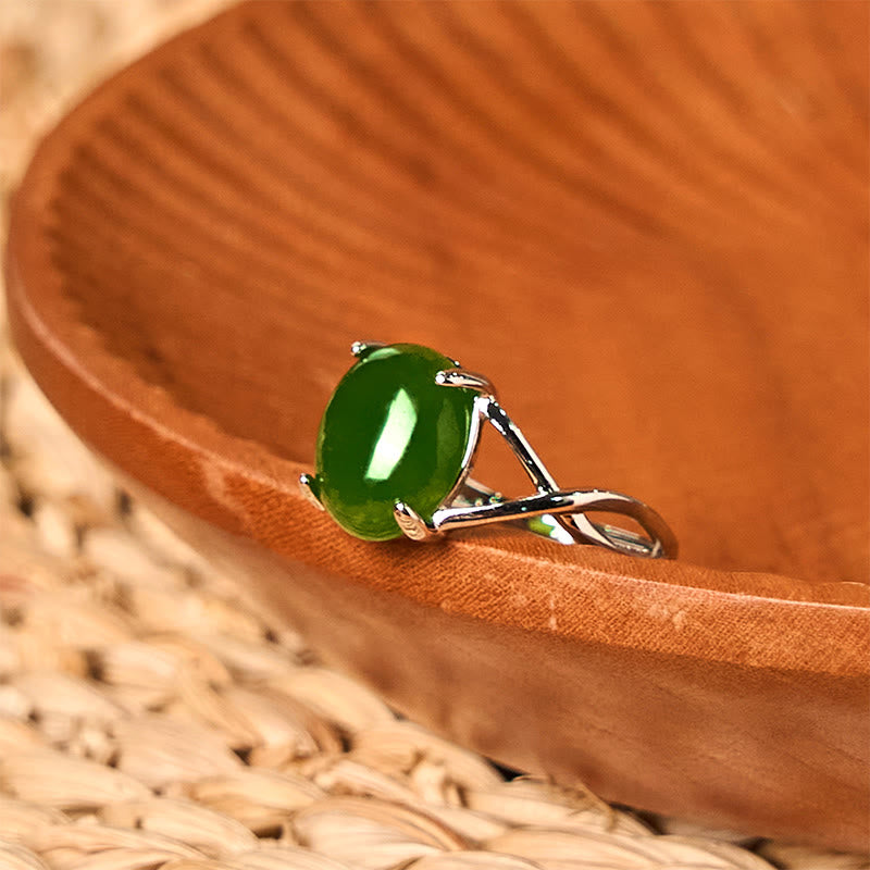 Wear FengShui Natural Jade Alloy Adjustable Buckle Abundance Ring