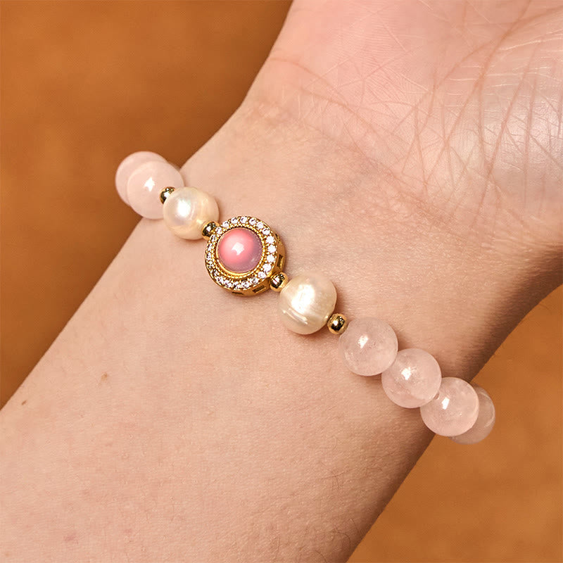 Wear FengShui Pink Crystal Pearl Warmth Bracelet