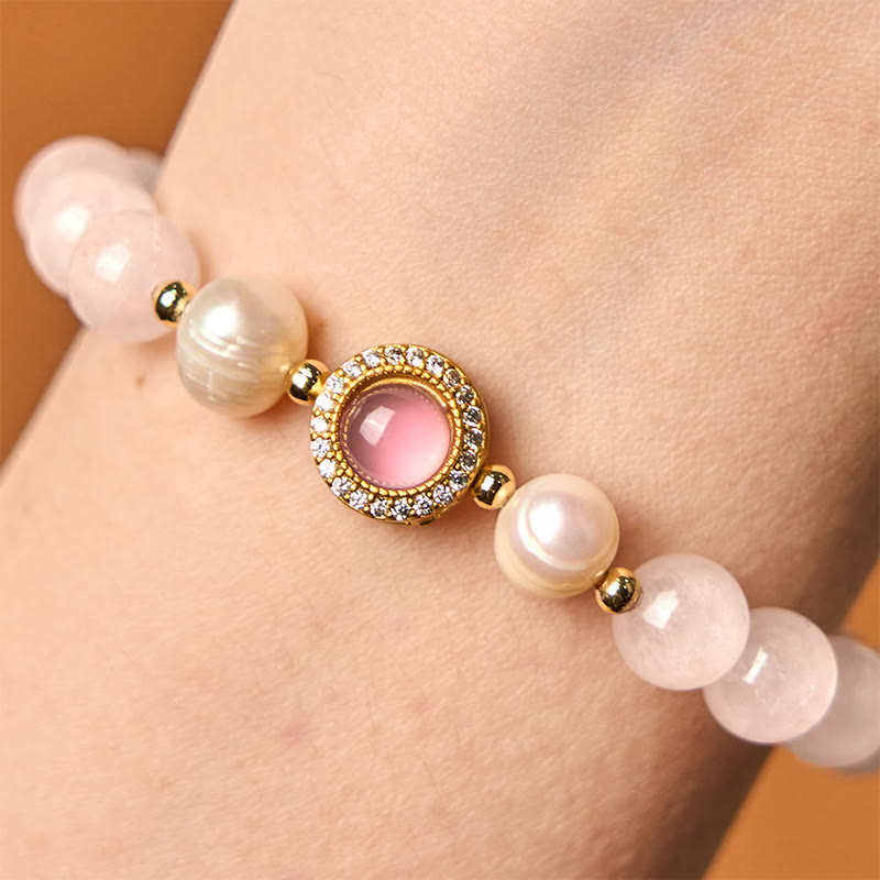 Wear FengShui Pink Crystal Pearl Warmth Bracelet