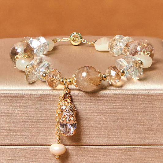 Wear FengShui Natural Citrine Green Strawberry Quartz PiXiu Prosperity Bracelet