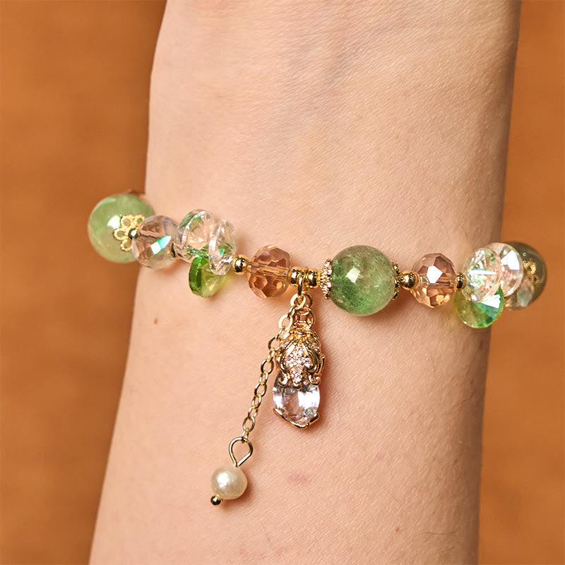 Wear FengShui Natural Citrine Green Strawberry Quartz PiXiu Prosperity Bracelet