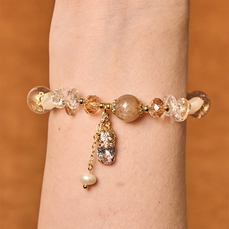 Wear FengShui Natural Citrine Green Strawberry Quartz PiXiu Prosperity Bracelet