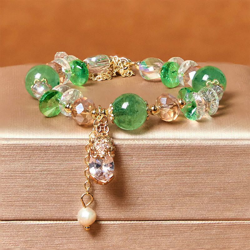 Wear FengShui Natural Citrine Green Strawberry Quartz PiXiu Prosperity Bracelet