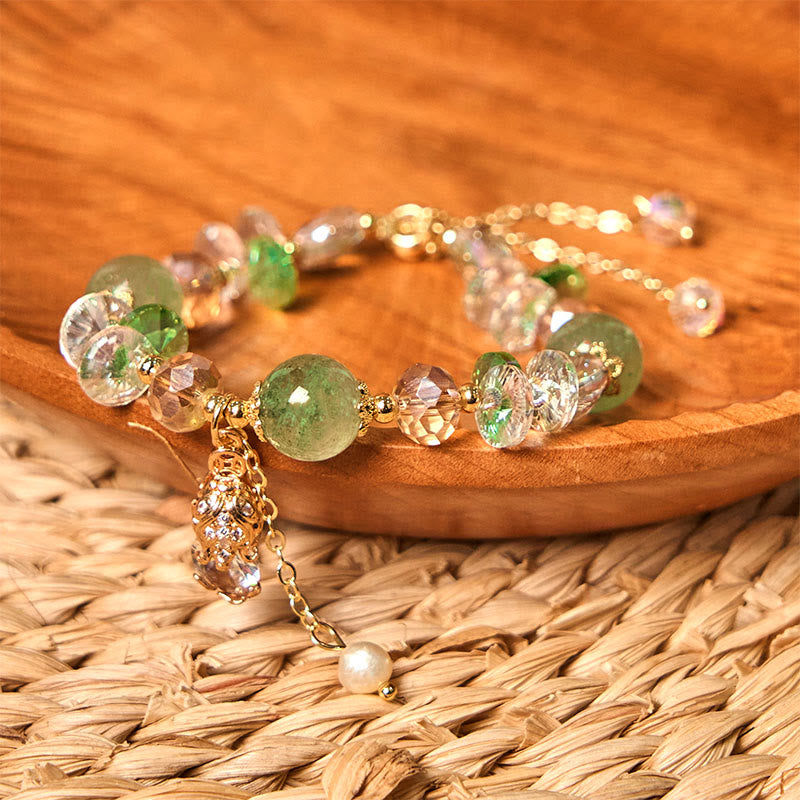Wear FengShui Natural Citrine Green Strawberry Quartz PiXiu Prosperity Bracelet