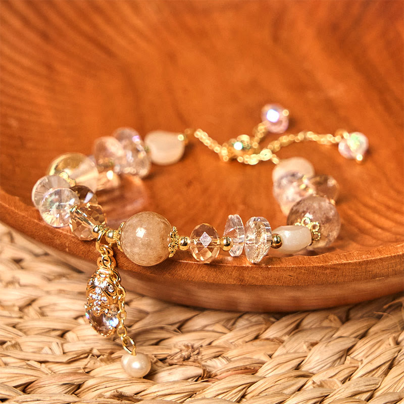 Wear FengShui Natural Citrine Green Strawberry Quartz PiXiu Prosperity Bracelet