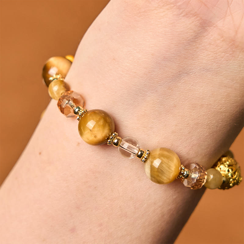 Wear FengShui Natural Tiger Eye Beads Weight Strength Bracelet