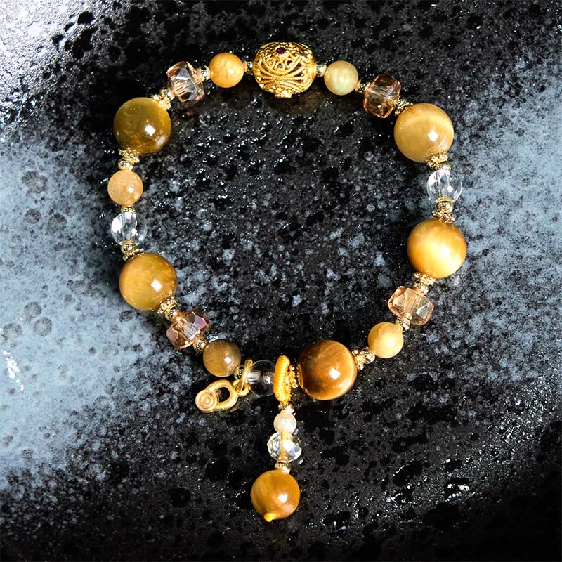 Wear FengShui Natural Tiger Eye Beads Weight Strength Bracelet