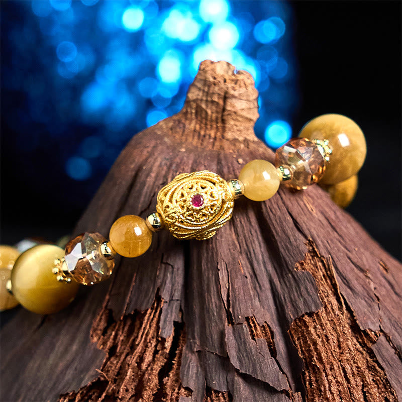 Wear FengShui Natural Tiger Eye Beads Weight Strength Bracelet