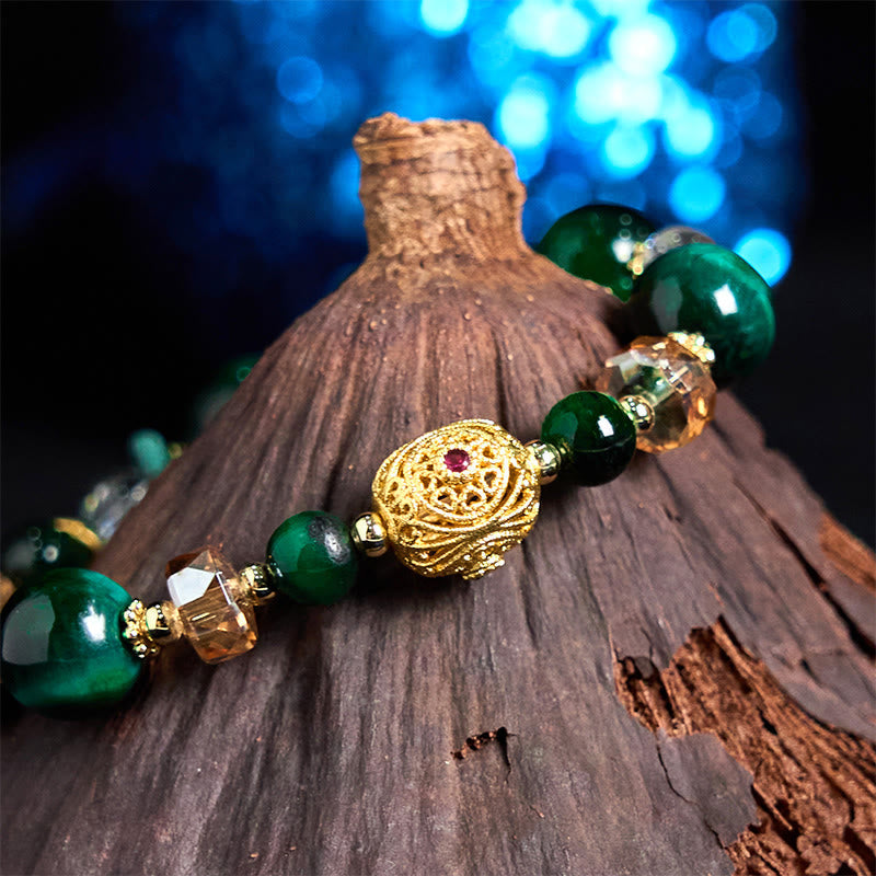 Wear FengShui Natural Red Tiger Eye Green Tiger Eye Beads Weight Balance Bracelet