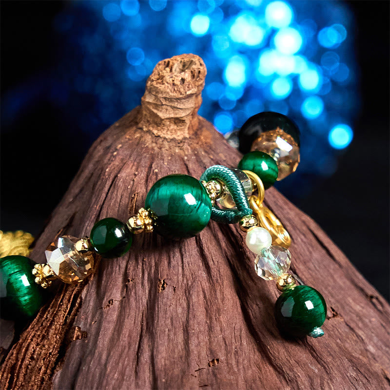 Wear FengShui Natural Red Tiger Eye Green Tiger Eye Beads Weight Balance Bracelet