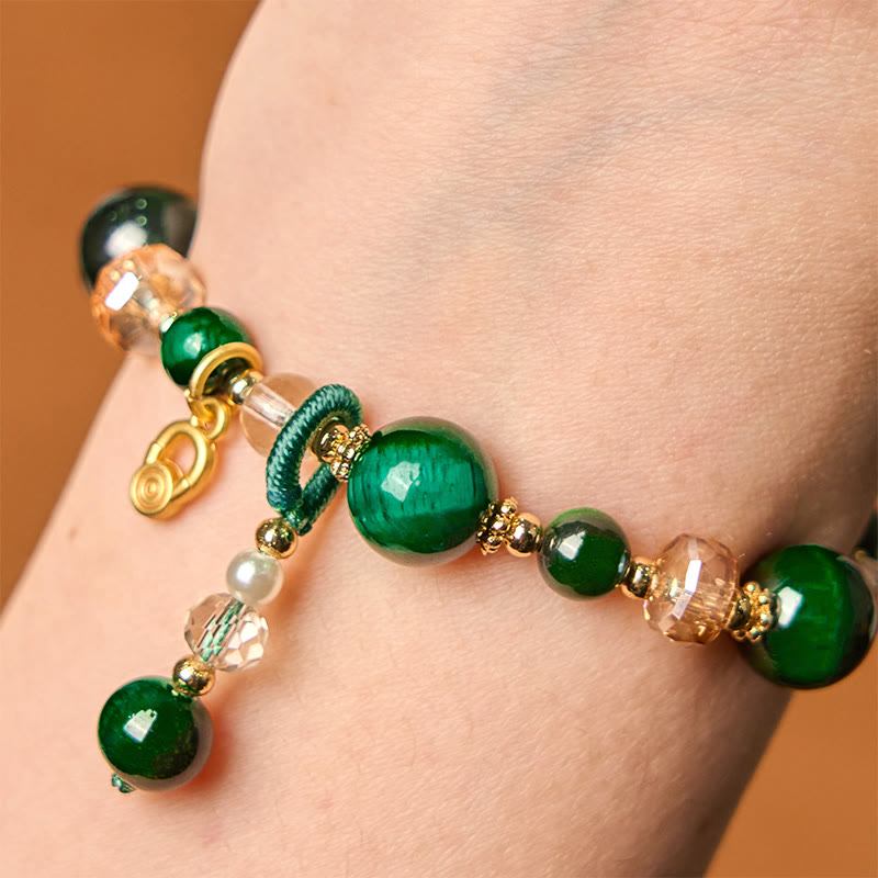 Wear FengShui Natural Red Tiger Eye Green Tiger Eye Beads Weight Balance Bracelet