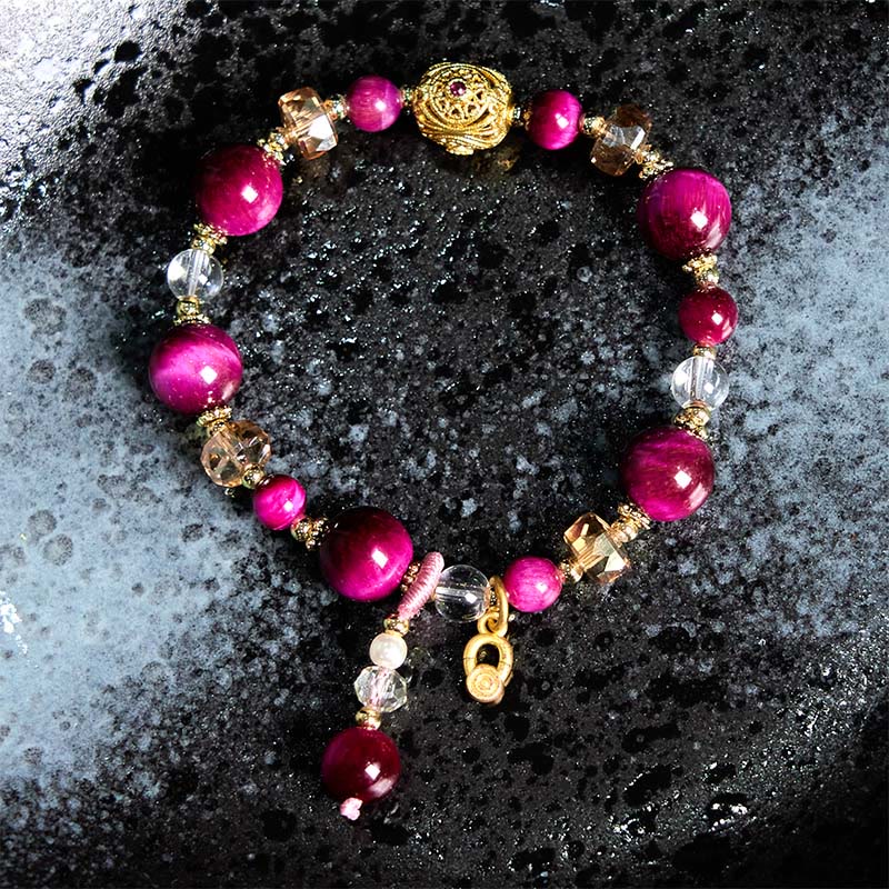 Wear FengShui Natural Red Tiger Eye Green Tiger Eye Beads Weight Balance Bracelet