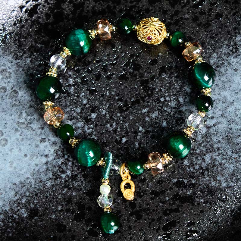 Wear FengShui Natural Red Tiger Eye Green Tiger Eye Beads Weight Balance Bracelet