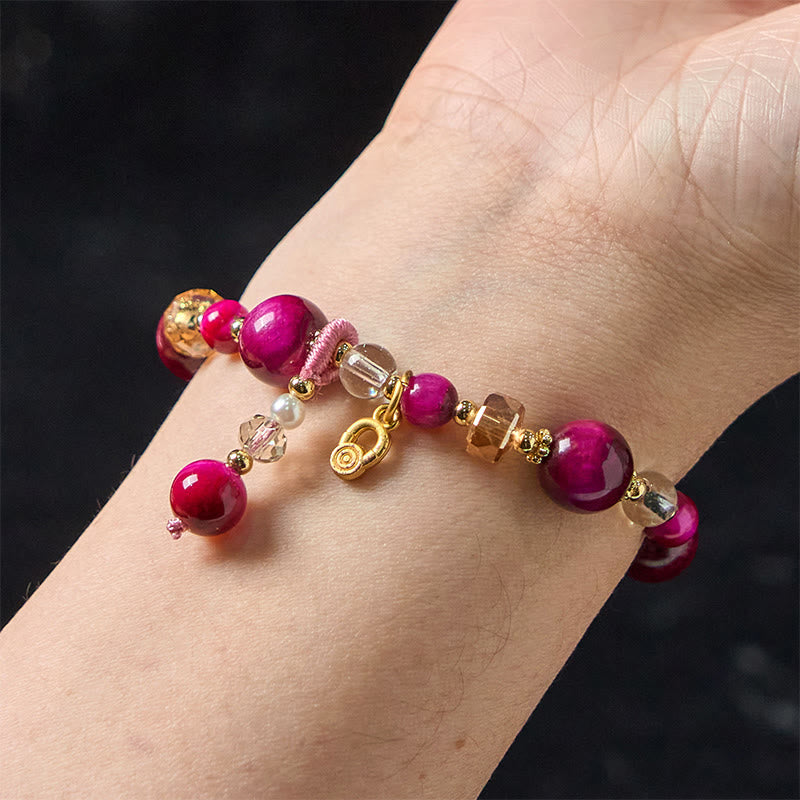 Wear FengShui Natural Red Tiger Eye Green Tiger Eye Beads Weight Balance Bracelet