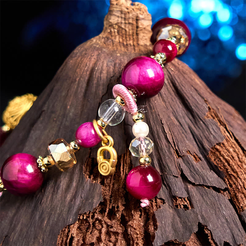 Wear FengShui Natural Red Tiger Eye Green Tiger Eye Beads Weight Balance Bracelet