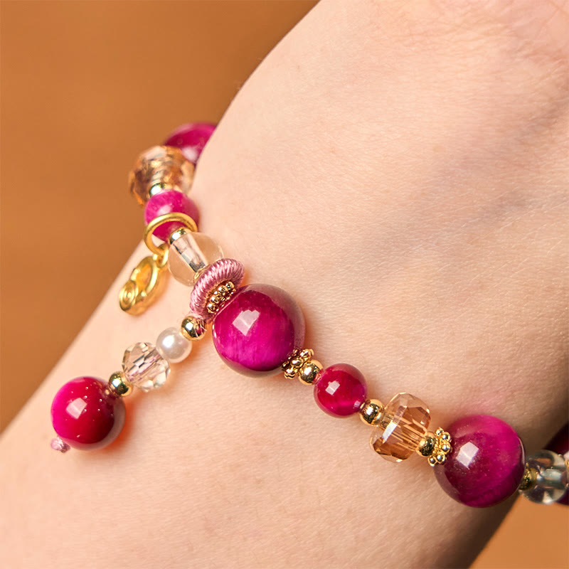 Wear FengShui Natural Red Tiger Eye Green Tiger Eye Beads Weight Balance Bracelet