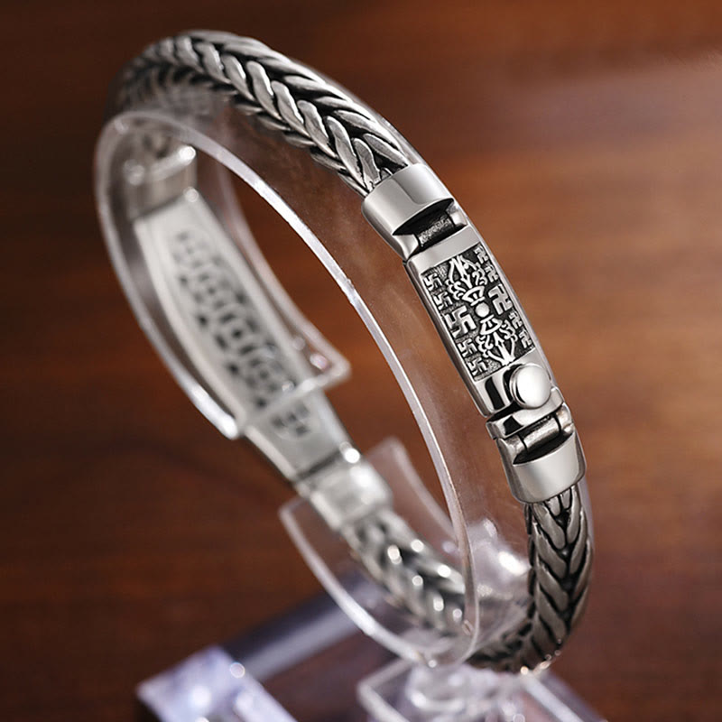 Wear FengShui Tibetan Copper Weave Om Mani Padme Hum Relief Vajra Peace Metal Bracelet