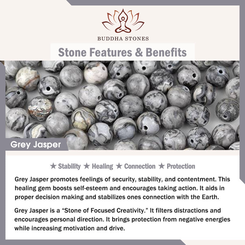 Wear FengShui Natural Irregular Cut Obsidian Grey Jasper 925 Sterling Silver Rolled Leaf Bead Protection Bracelet