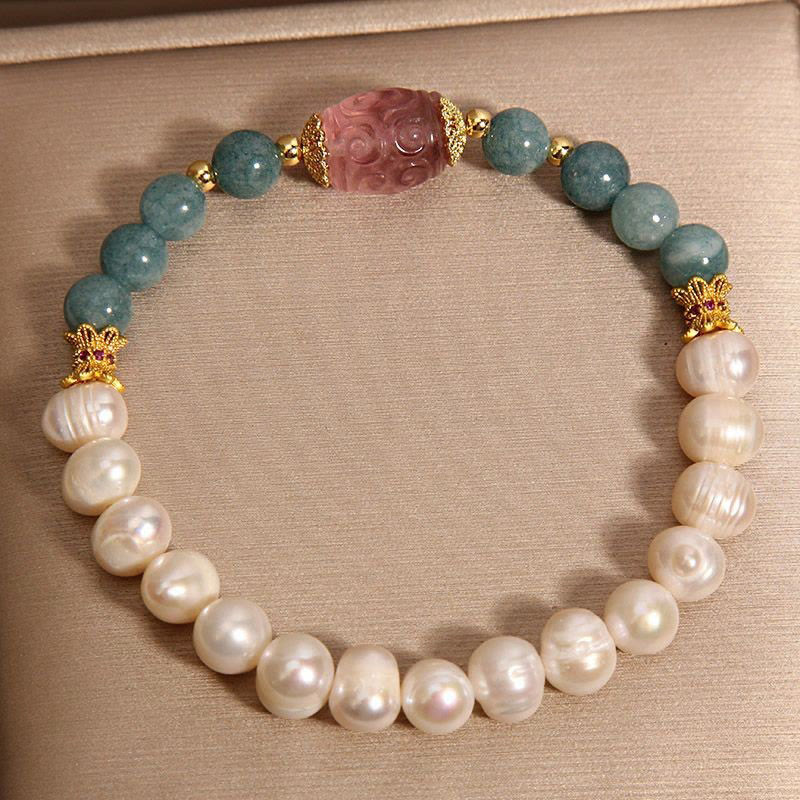 Wear FengShui Pearl Jade Strawberry Quartz Purity Bracelet
