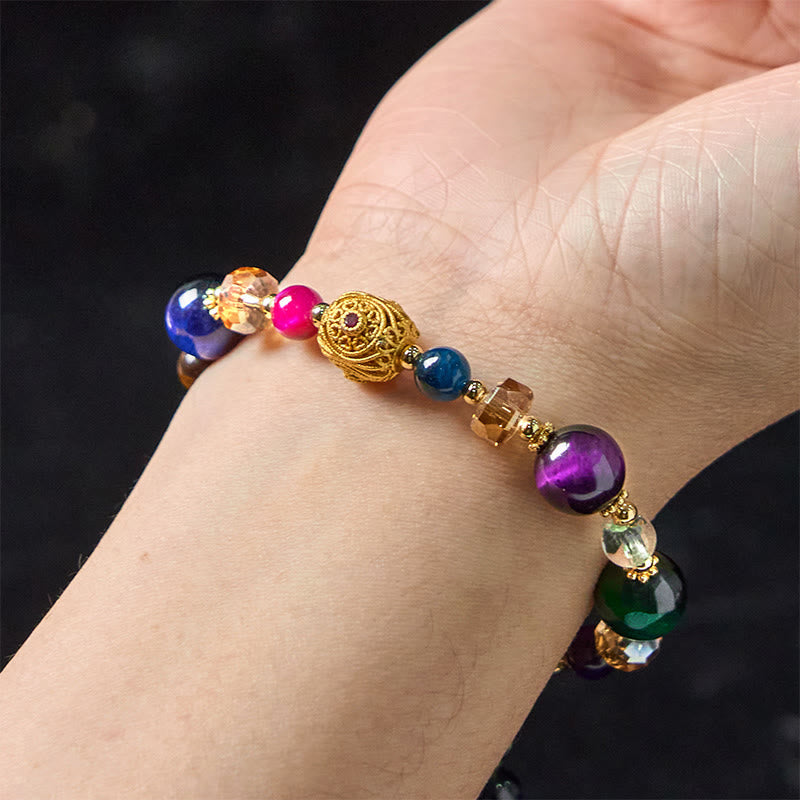 Wear FengShui Natural Colored Tiger Eye Stone Weight Balance Bracelet
