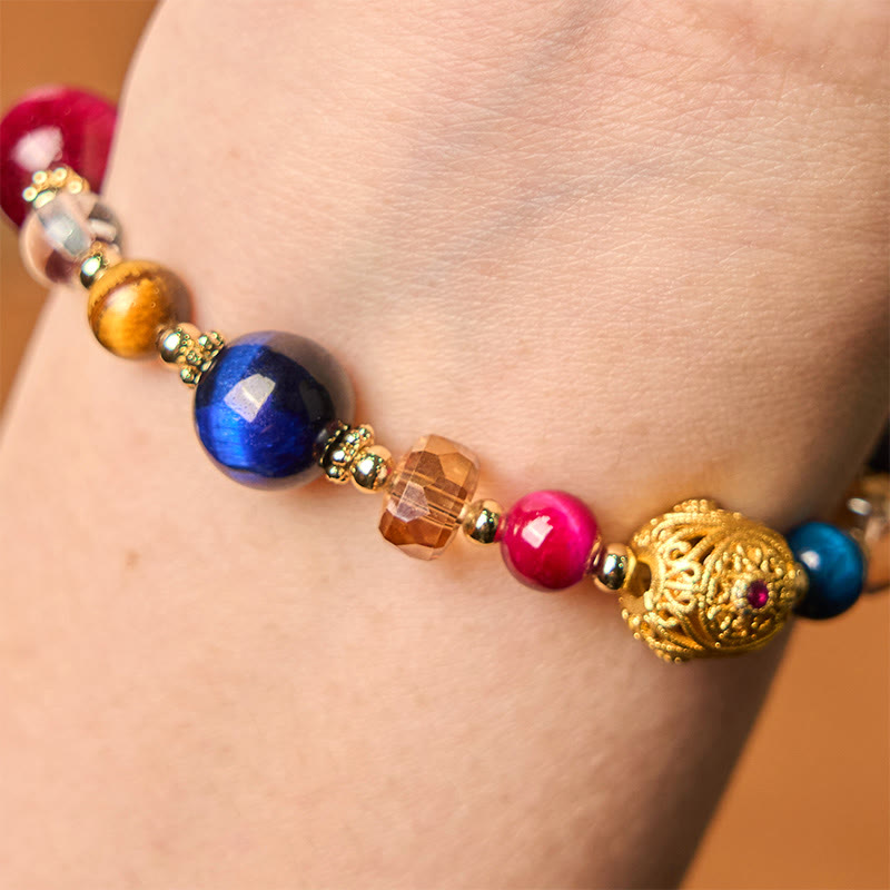 Wear FengShui Natural Colored Tiger Eye Stone Weight Balance Bracelet