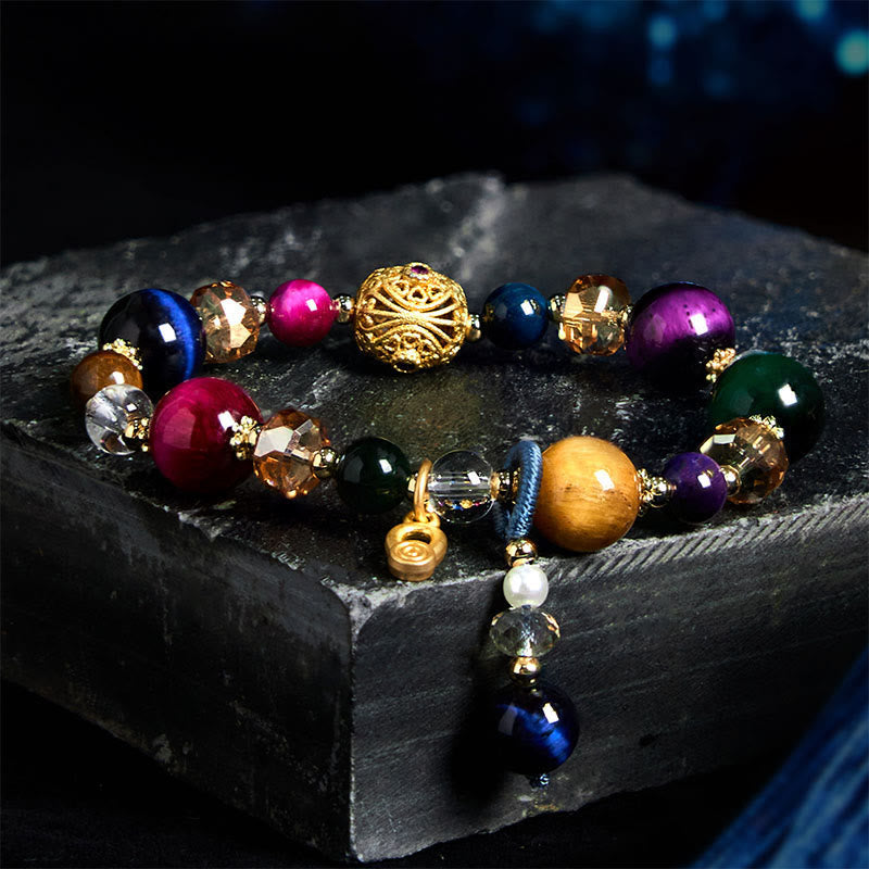 Wear FengShui Natural Colored Tiger Eye Stone Weight Balance Bracelet