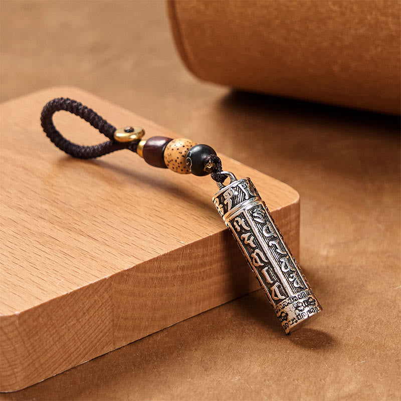 Wear FengShui Tibetan Om Mani Padme Hum Shurangama Mantra Vajra Pattern Copper Purity Key Chain