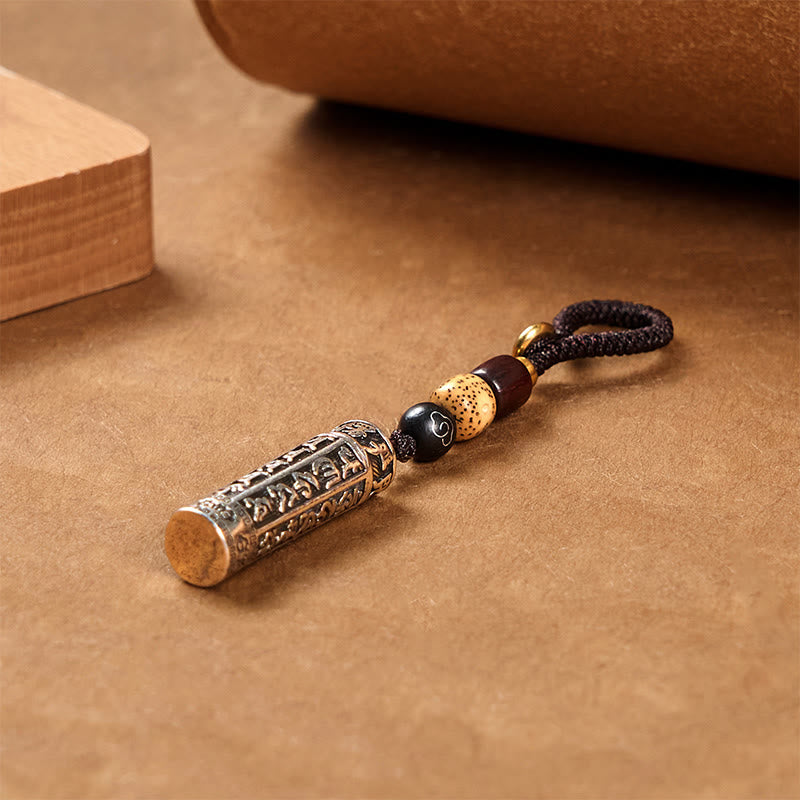 Wear FengShui Tibetan Om Mani Padme Hum Shurangama Mantra Vajra Pattern Copper Purity Key Chain