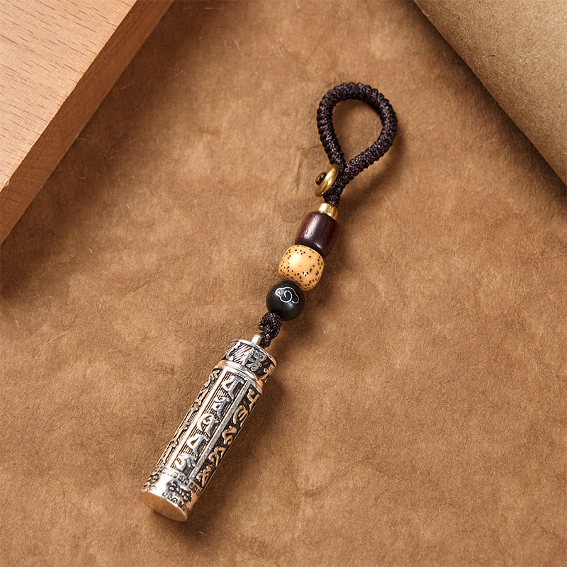 Wear FengShui Tibetan Om Mani Padme Hum Shurangama Mantra Vajra Pattern Copper Purity Key Chain