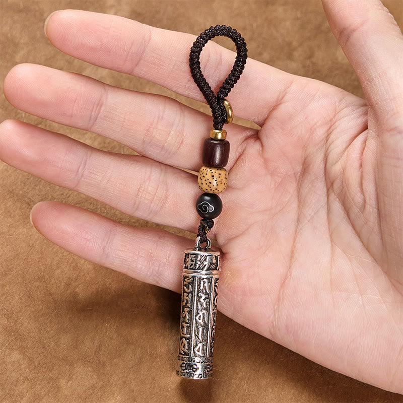 Wear FengShui Tibetan Om Mani Padme Hum Shurangama Mantra Vajra Pattern Copper Purity Key Chain