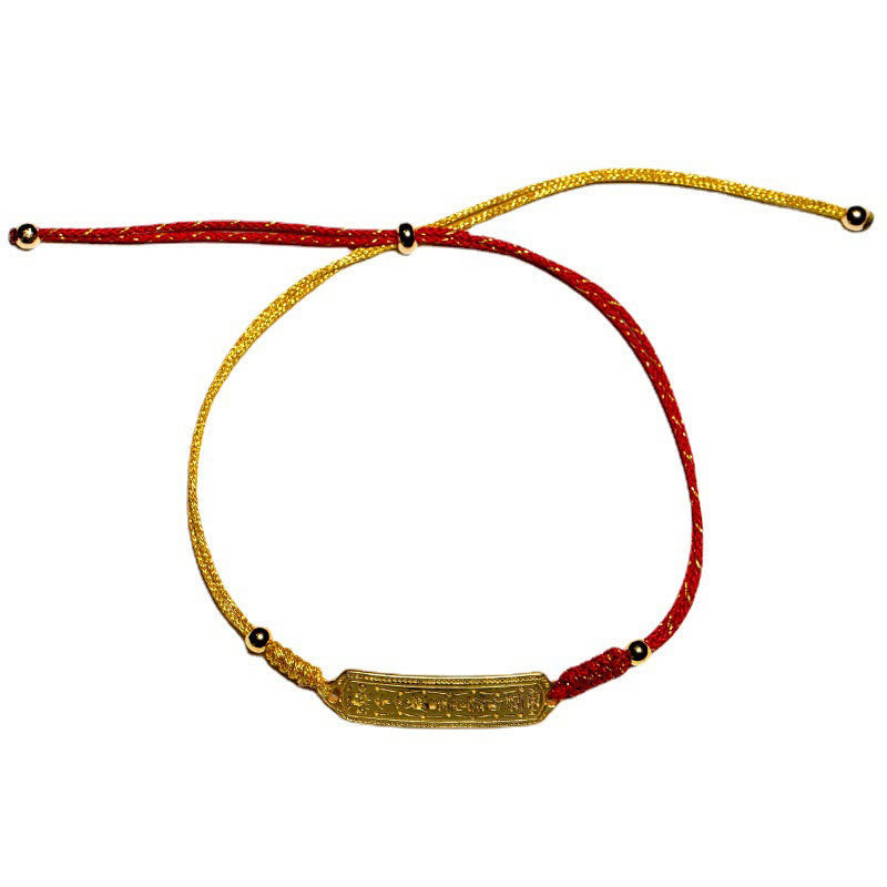Wear FengShui 14K Gold-plated Copper Amulet Protection Red Golden Rope Bracelet
