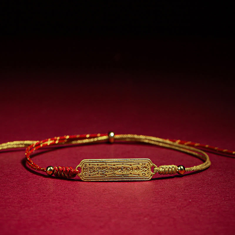 Wear FengShui 14K Gold-plated Copper Amulet Protection Red Golden Rope Bracelet