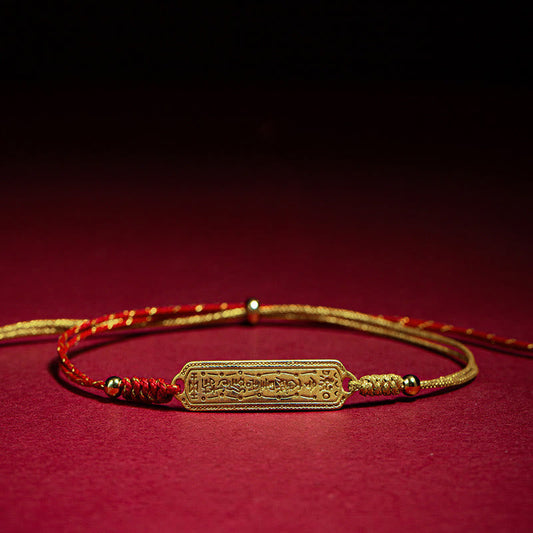 Wear FengShui 14K Gold-plated Copper Amulet Protection Red Golden Rope Bracelet