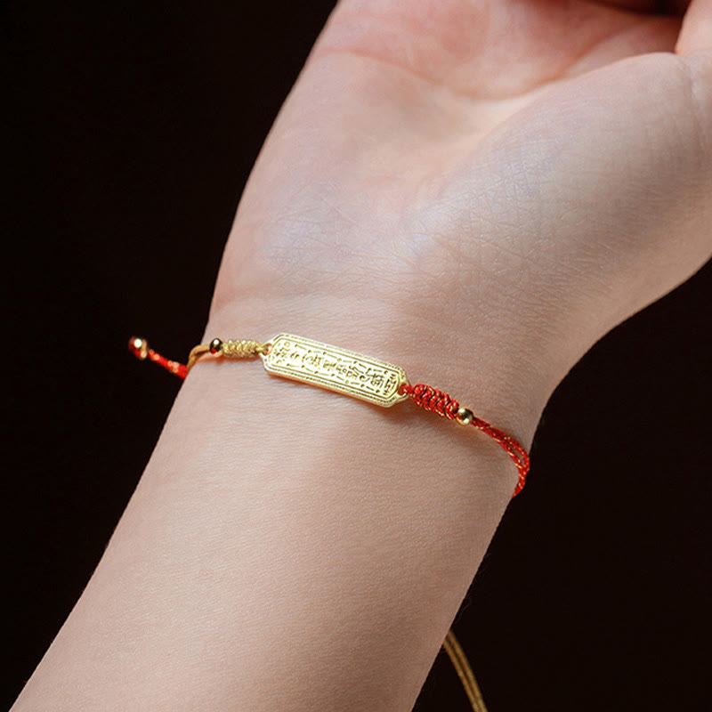 Wear FengShui 14K Gold-plated Copper Amulet Protection Red Golden Rope Bracelet