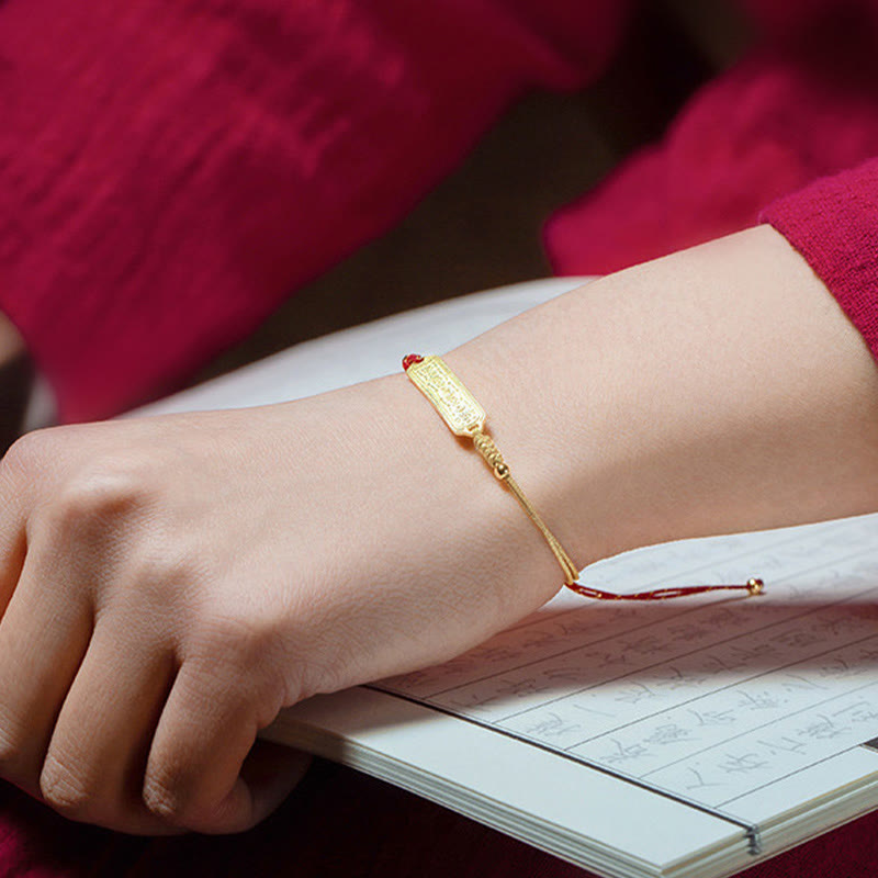 Wear FengShui 14K Gold-plated Copper Amulet Protection Red Golden Rope Bracelet