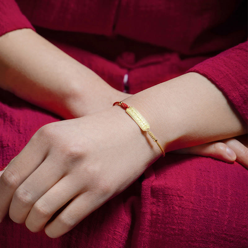 Wear FengShui 14K Gold-plated Copper Amulet Protection Red Golden Rope Bracelet