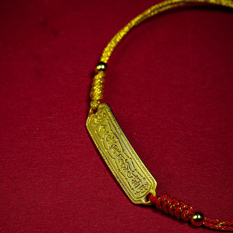 Wear FengShui 14K Gold-plated Copper Amulet Protection Red Golden Rope Bracelet