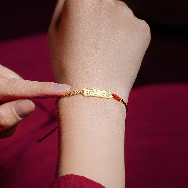 Wear FengShui 14K Gold-plated Copper Amulet Protection Red Golden Rope Bracelet