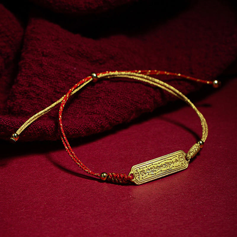 Wear FengShui 14K Gold-plated Copper Amulet Protection Red Golden Rope Bracelet