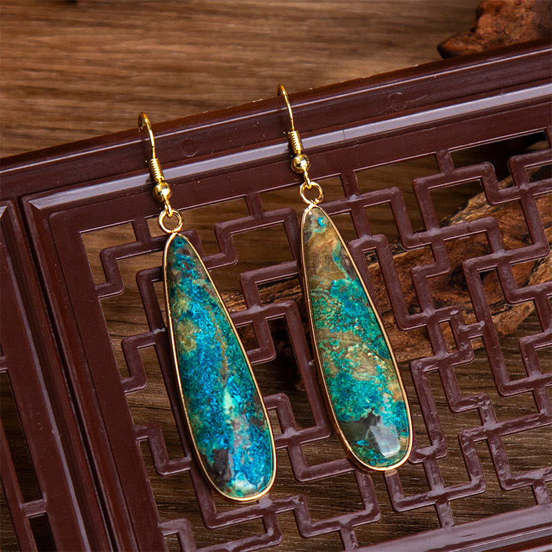 Wear FengShui Emperor Stone Water Drop Happiness Dangle Earrings