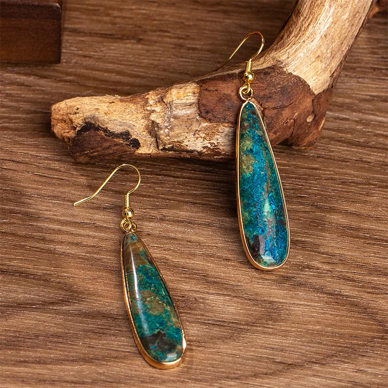 Wear FengShui Emperor Stone Water Drop Happiness Dangle Earrings
