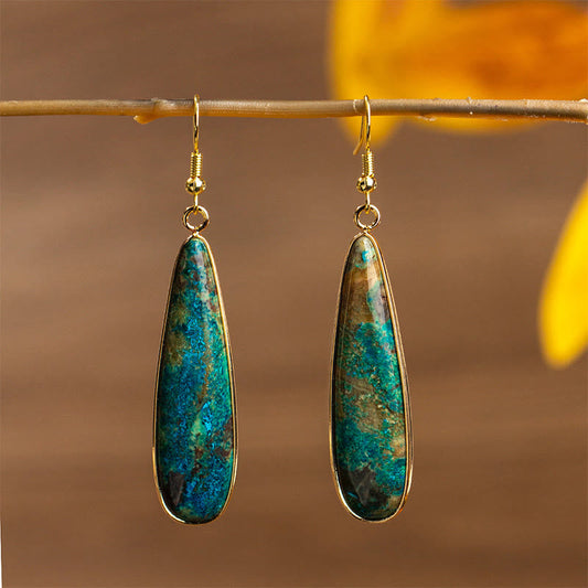 Wear FengShui Emperor Stone Water Drop Happiness Dangle Earrings