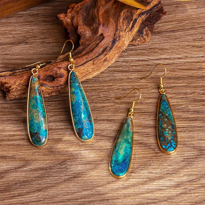 Wear FengShui Emperor Stone Water Drop Happiness Dangle Earrings