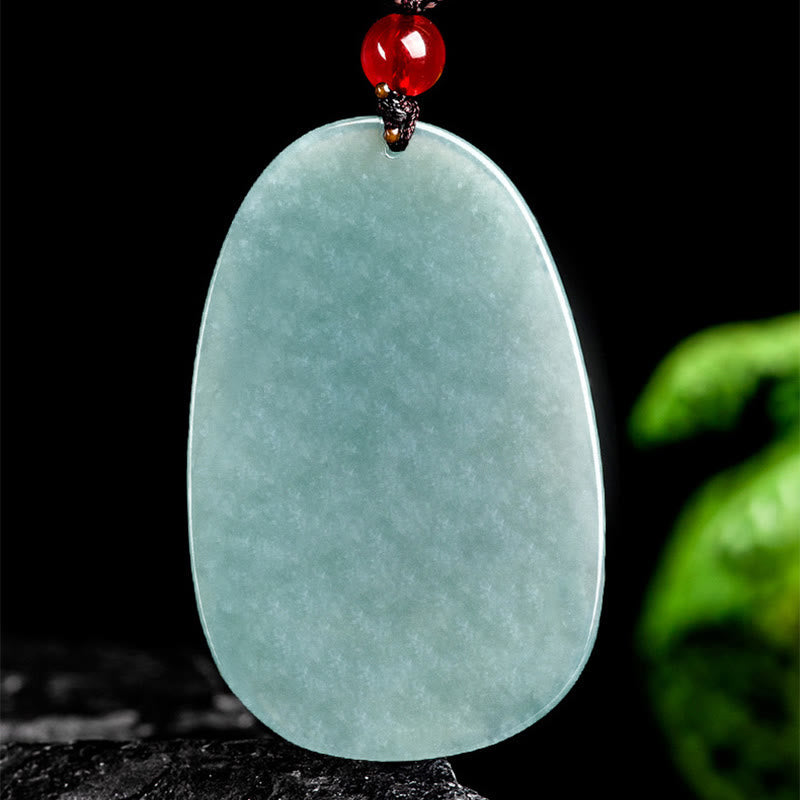Wear FengShui Natural Green Jade Nine Tailed Fox Flowers Luck Necklace Pendant