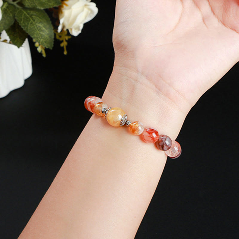 Wear FengShui Natural Red Hematoid Quartz Beads Balance Bracelet