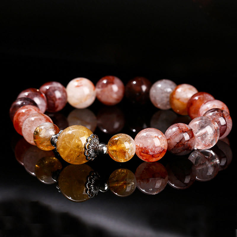 Wear FengShui Natural Red Hematoid Quartz Beads Balance Bracelet