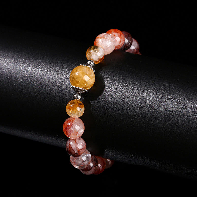 Wear FengShui Natural Red Hematoid Quartz Beads Balance Bracelet