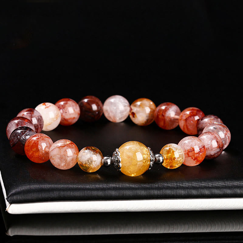 Wear FengShui Natural Red Hematoid Quartz Beads Balance Bracelet